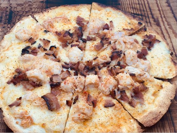 Lobster Bacon Pizza on Sourdough Tortilla