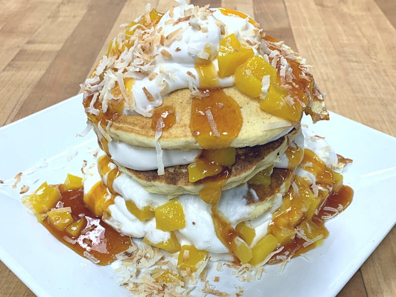 Versatile Ingredients Bar and Kitchen Mango Colada Pancakes