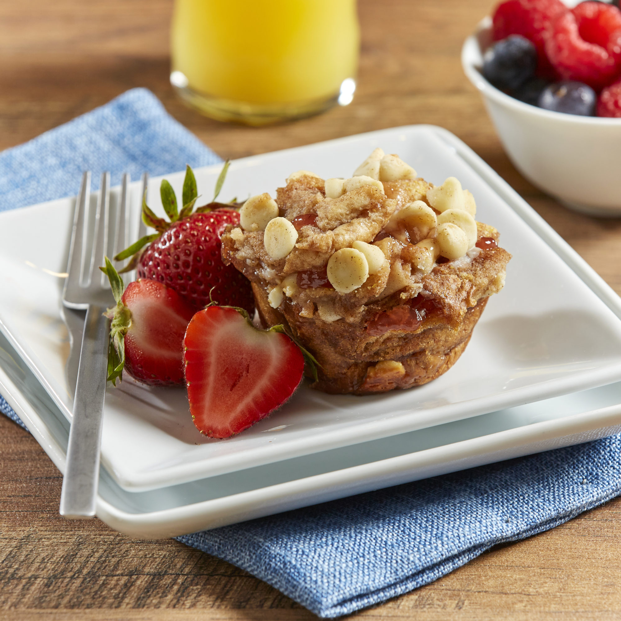 Strawberry White Chocolate Bread Pudding Muffins